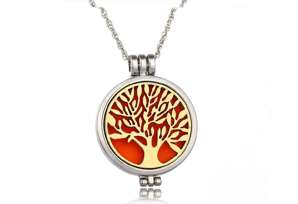 Diffúzor nyaklánc fa mintás - arany